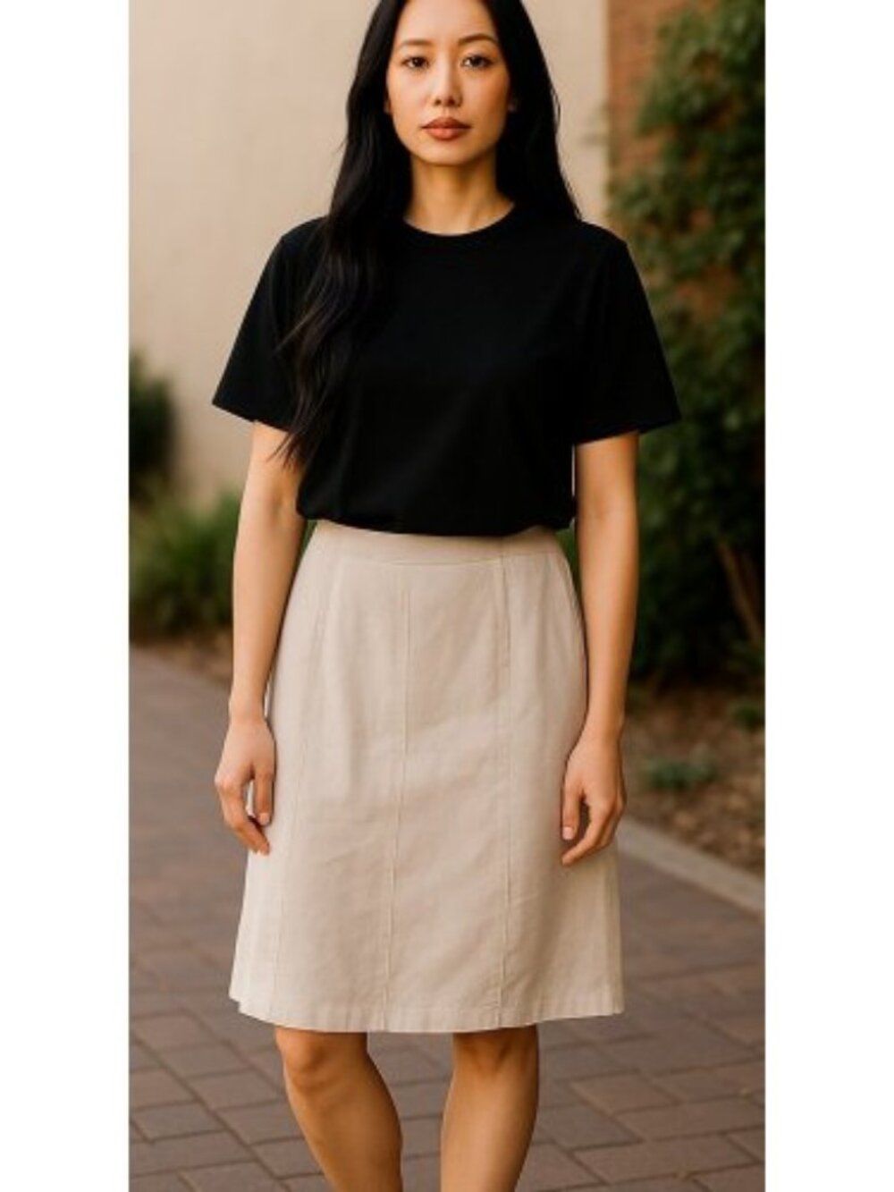 BLOOMINGDALE’S Lined White Straight Linen Skirt Ladies Size 14